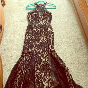 Black and nude long dress